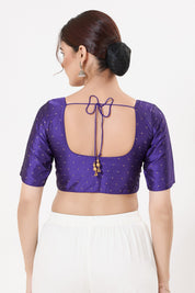 Vamas Tafetta Silk Zari Butti Round Neck Festive Blouse