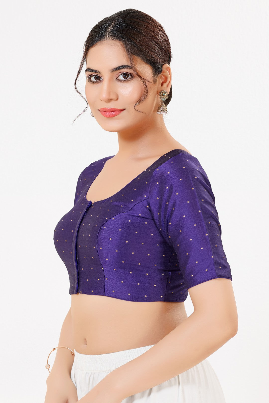 Vamas Tafetta Silk Zari Butti Round Neck Festive Blouse