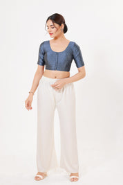 Vamas Tafetta Silk Zari Butti Round Neck Festive Blouse