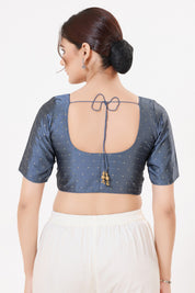 Vamas Tafetta Silk Zari Butti Round Neck Festive Blouse