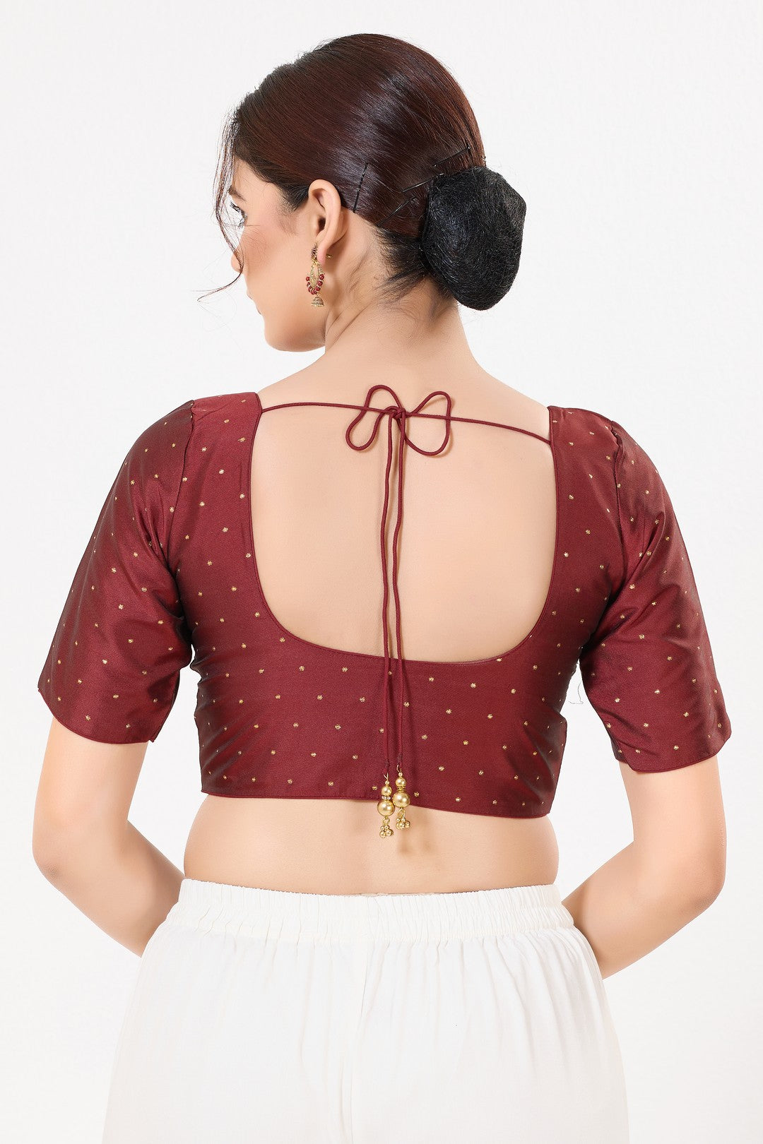 Vamas Tafetta Silk Zari Butti Round Neck Festive Blouse