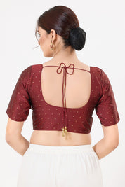 Vamas Tafetta Silk Zari Butti Round Neck Festive Blouse