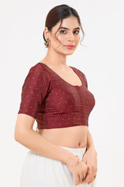 Vamas Tafetta Silk Zari Butti Round Neck Festive Blouse