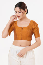 Vamas Tafetta Silk Zari Butti Round Neck Festive Blouse