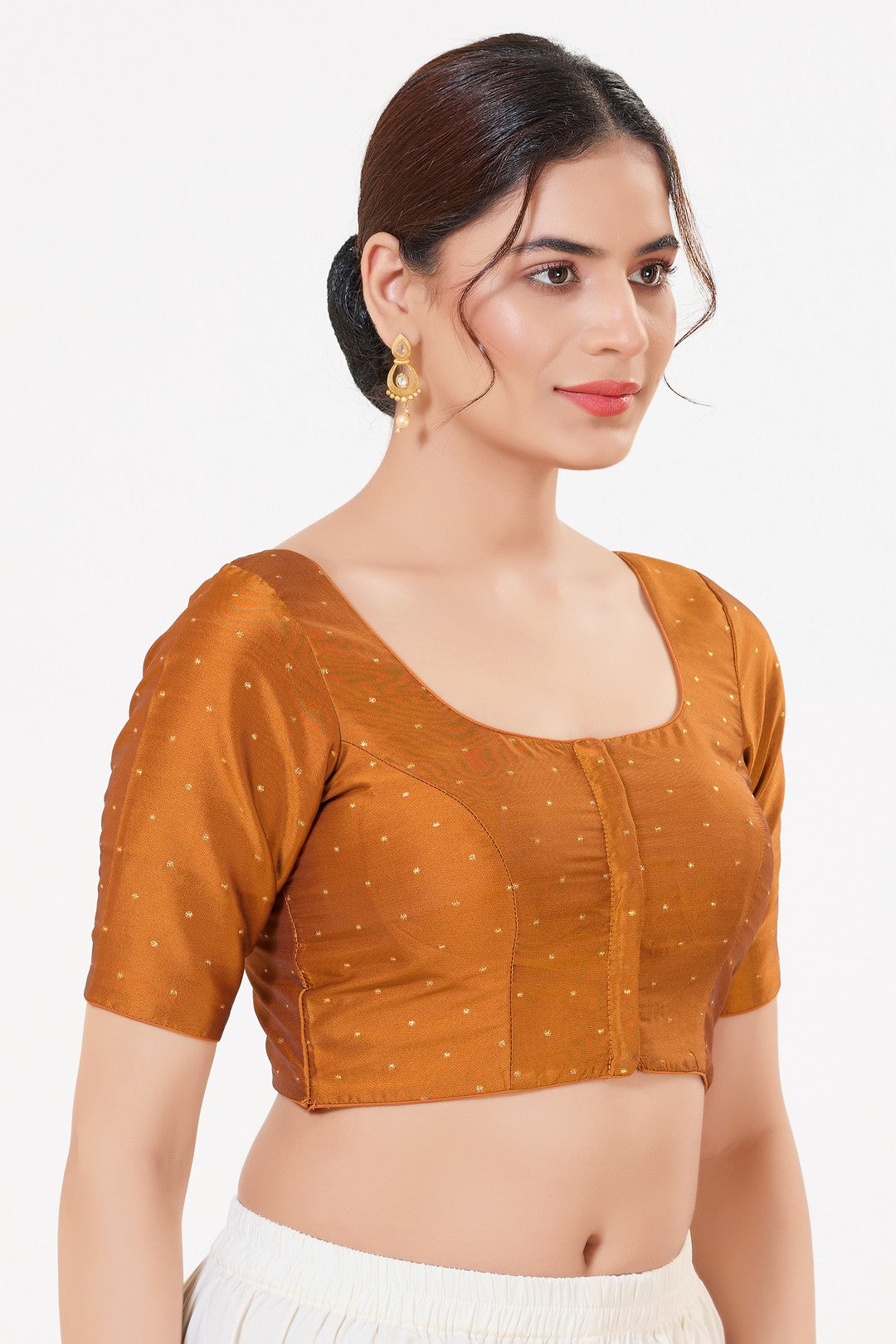 Vamas Tafetta Silk Zari Butti Round Neck Festive Blouse