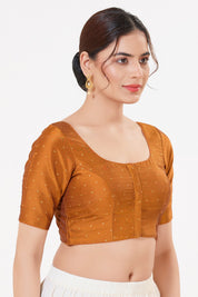 Vamas Tafetta Silk Zari Butti Round Neck Festive Blouse