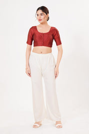 Vamas Tafetta Silk Zari Butti Round Neck Festive Blouse