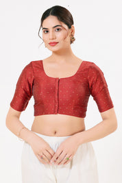 Vamas Tafetta Silk Zari Butti Round Neck Festive Blouse