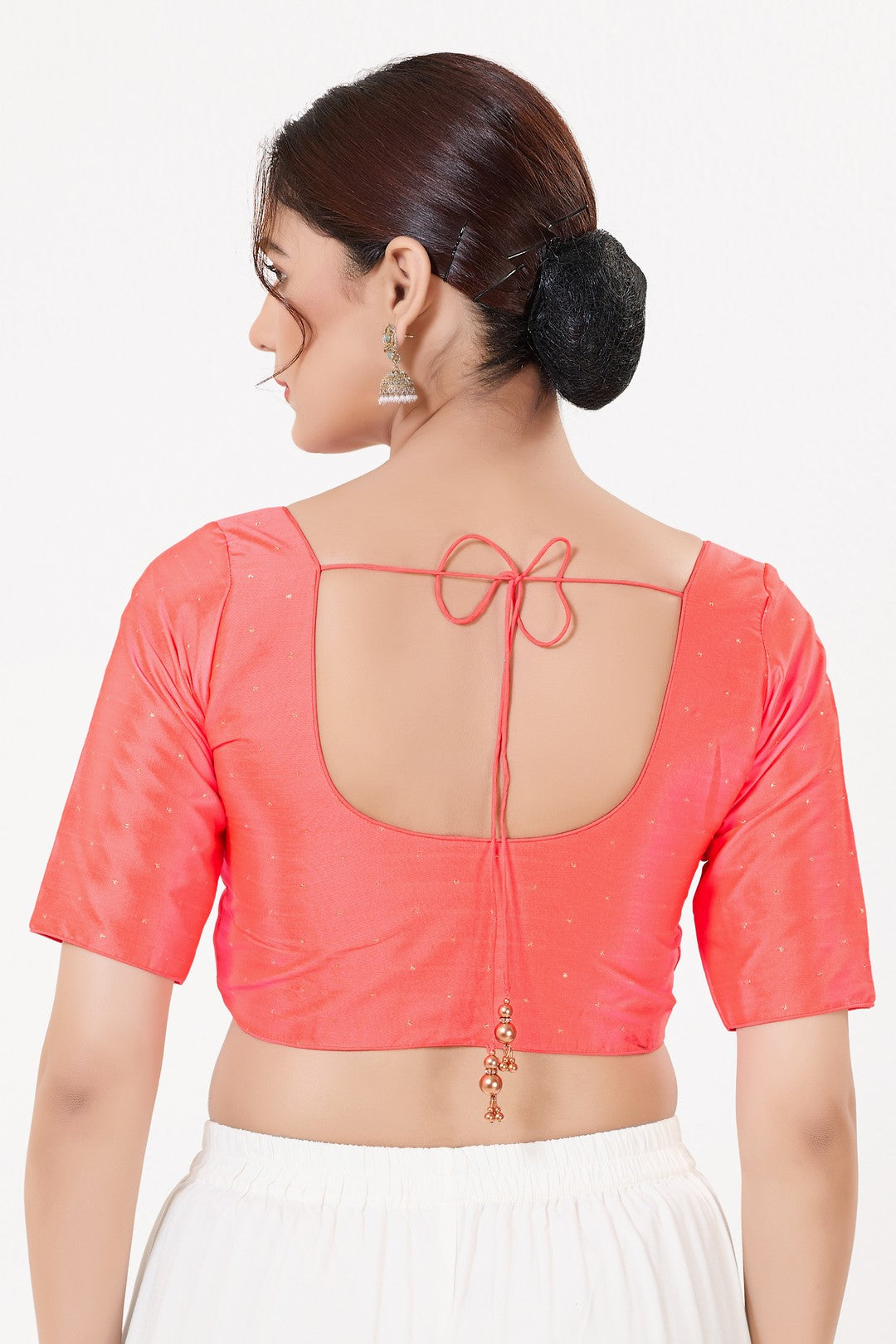 Vamas Tafetta Silk Zari Butti Round Neck Festive Blouse