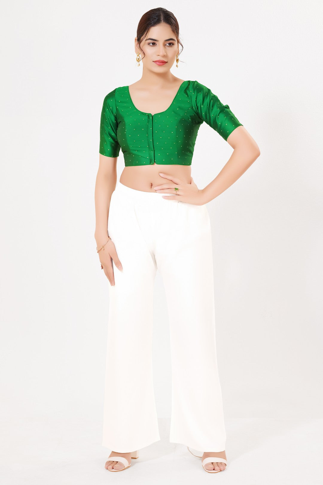 Vamas Tafetta Silk Zari Butti Round Neck Festive Blouse