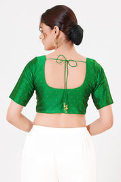 Vamas Tafetta Silk Zari Butti Round Neck Festive Blouse