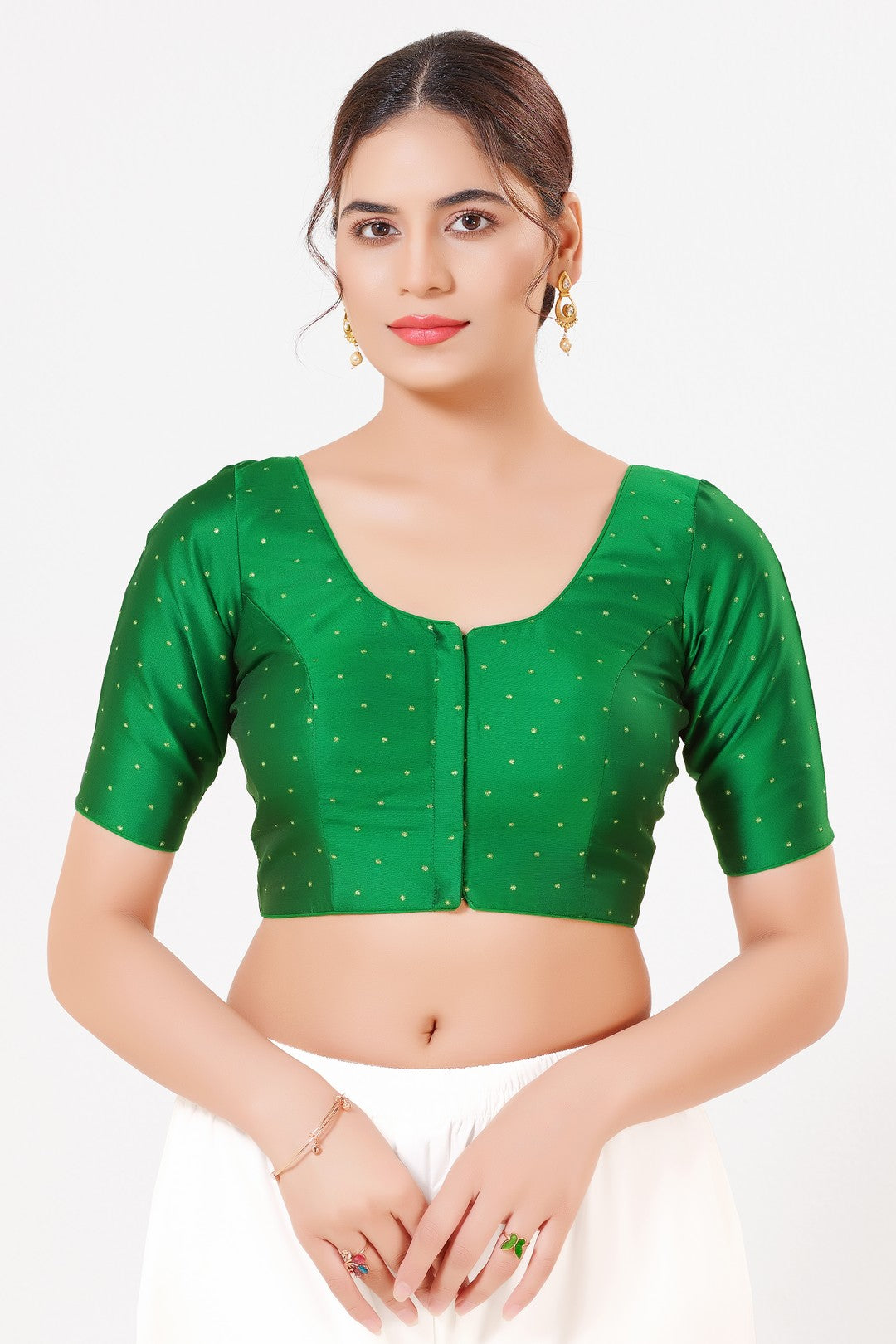 Vamas Tafetta Silk Zari Butti Round Neck Festive Blouse