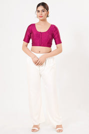 Vamas Tafetta Silk Zari Butti Round Neck Festive Blouse