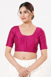 Vamas Tafetta Silk Zari Butti Round Neck Festive Blouse
