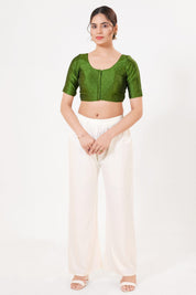 Vamas Tafetta Silk Zari Butti Round Neck Festive Blouse