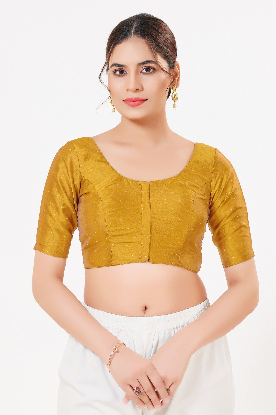 Vamas Tafetta Silk Zari Butti Round Neck Festive Blouse