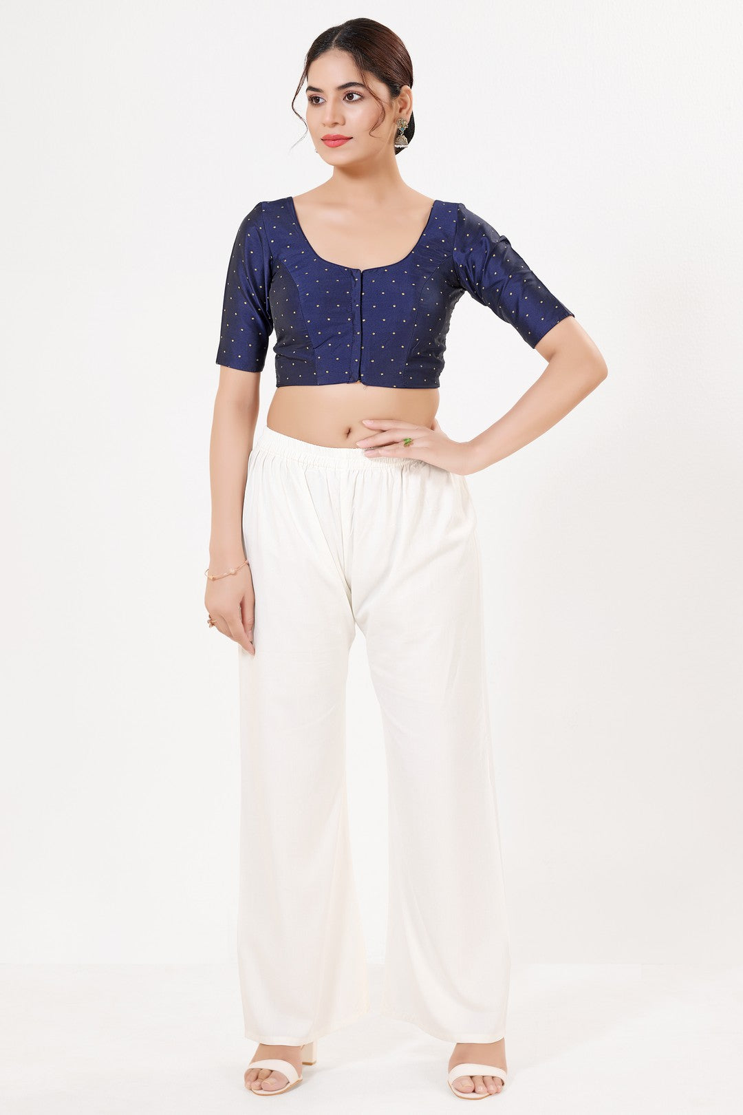 Vamas Tafetta Silk Zari Butti Round Neck Festive Blouse