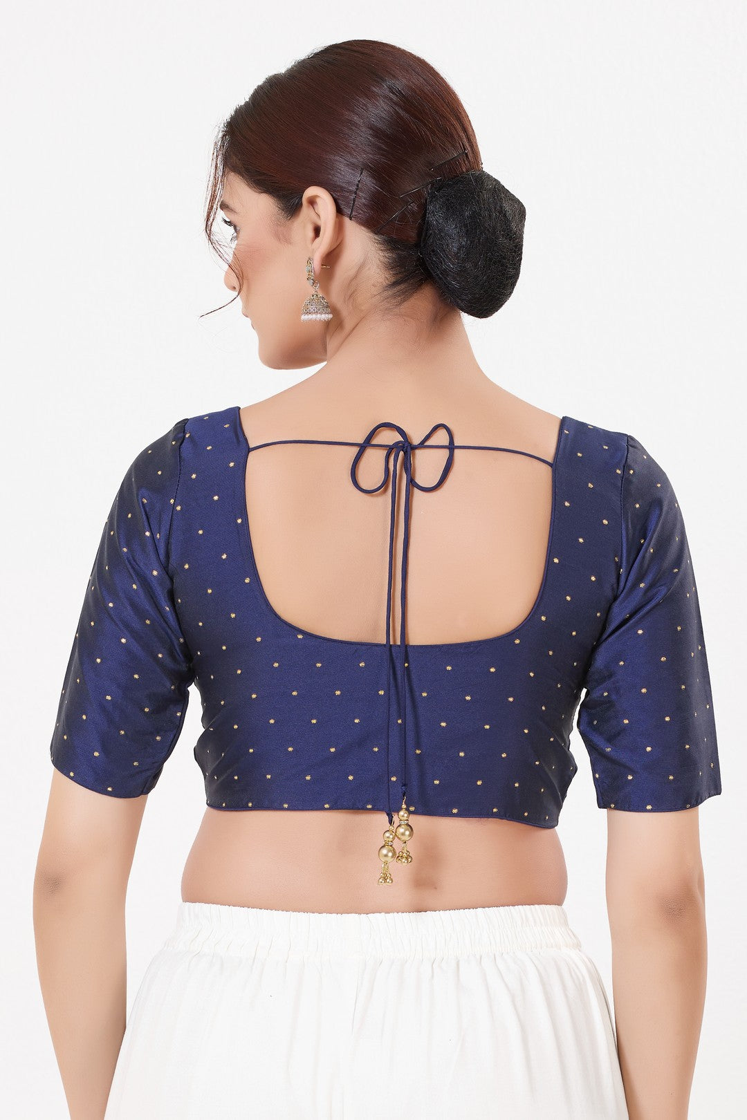 Vamas Tafetta Silk Zari Butti Round Neck Festive Blouse