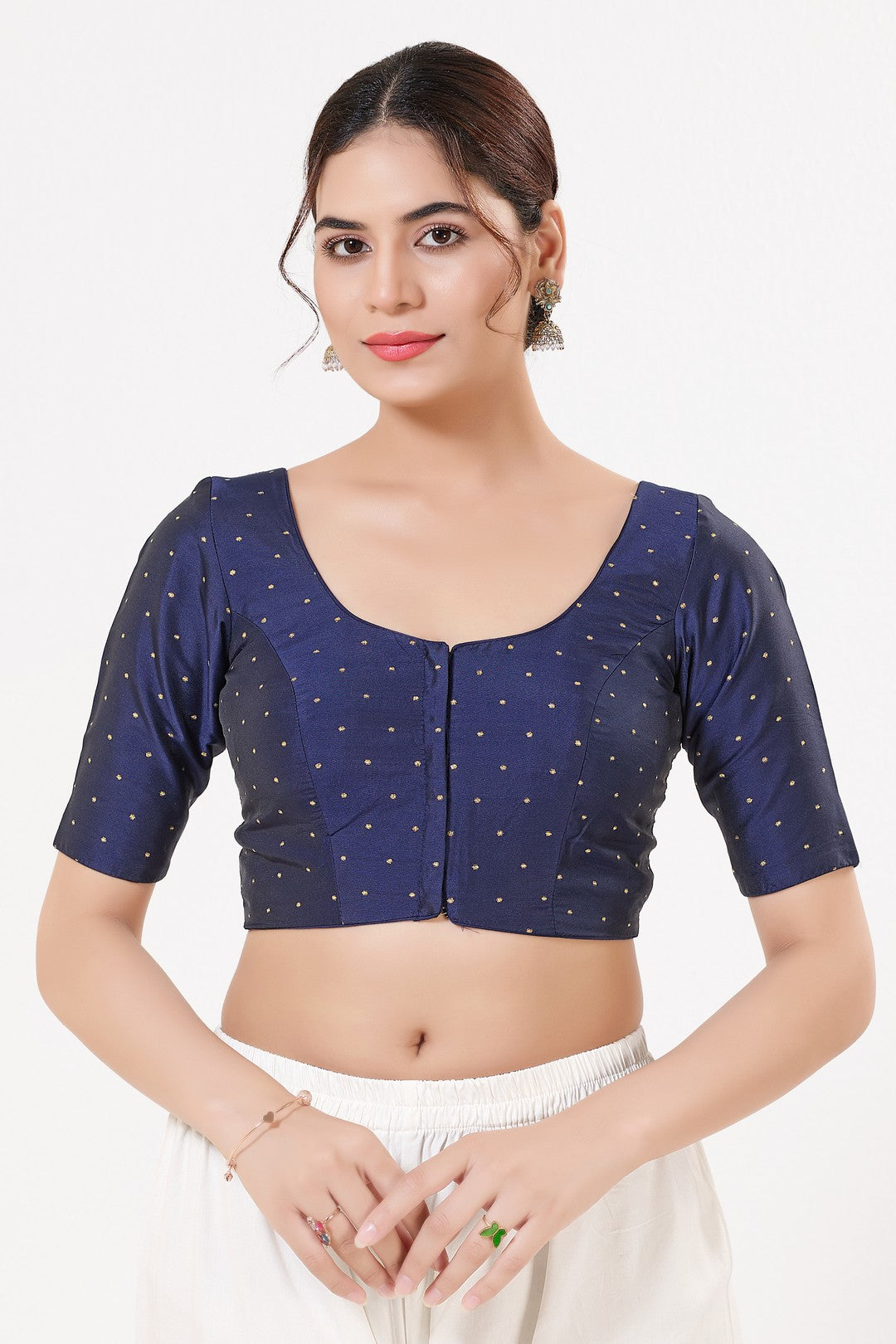 Vamas Tafetta Silk Zari Butti Round Neck Festive Blouse