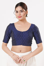 Vamas Tafetta Silk Zari Butti Round Neck Festive Blouse