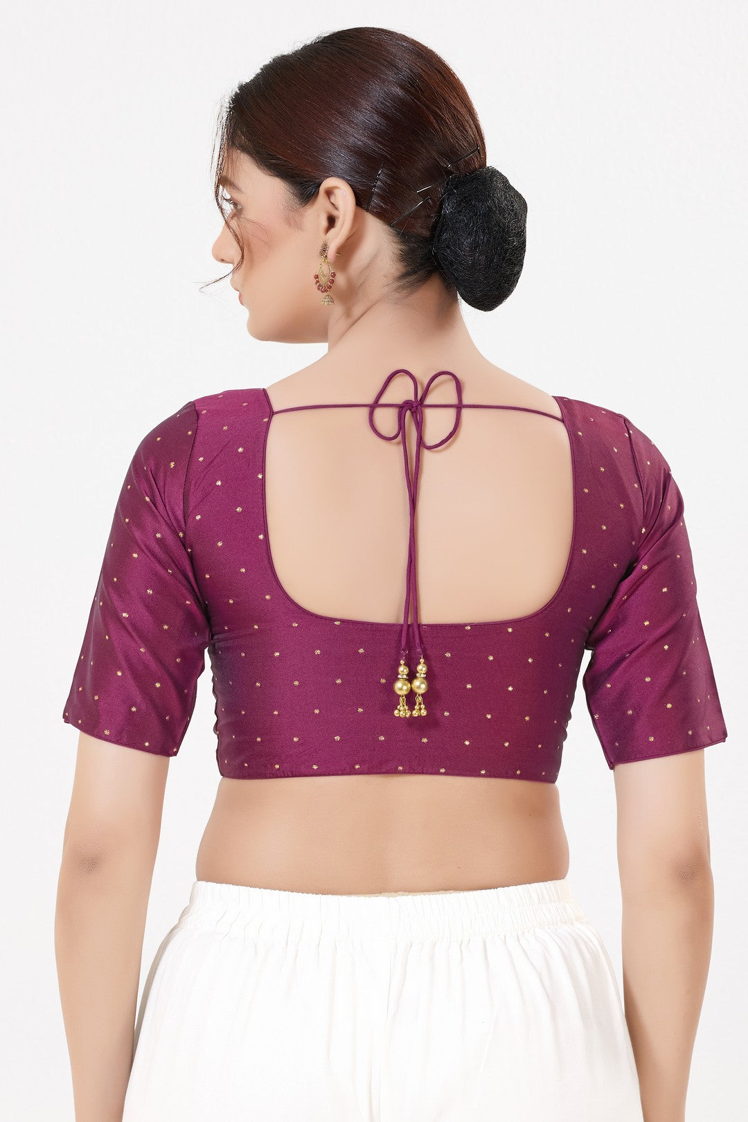 Vamas Tafetta Silk Zari Butti Round Neck Festive Blouse