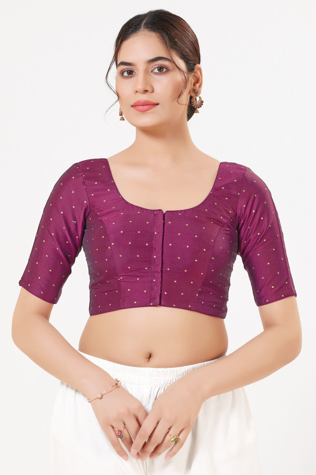 Vamas Tafetta Silk Zari Butti Round Neck Festive Blouse