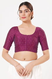 Vamas Tafetta Silk Zari Butti Round Neck Festive Blouse