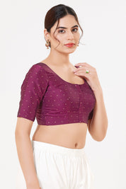 Vamas Tafetta Silk Zari Butti Round Neck Festive Blouse