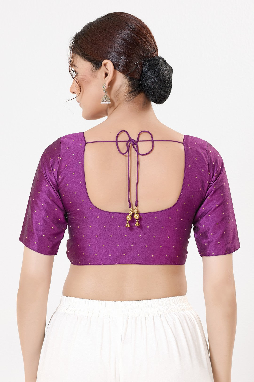 Vamas Tafetta Silk Zari Butti Round Neck Festive Blouse