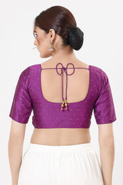 Vamas Tafetta Silk Zari Butti Round Neck Festive Blouse