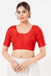 Vamas Tafetta Silk Zari Butti Round Neck Festive Blouse
