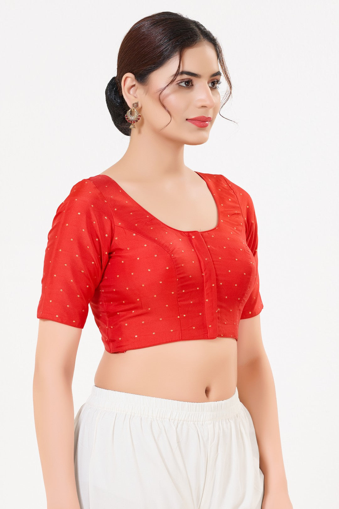 Vamas Tafetta Silk Zari Butti Round Neck Festive Blouse
