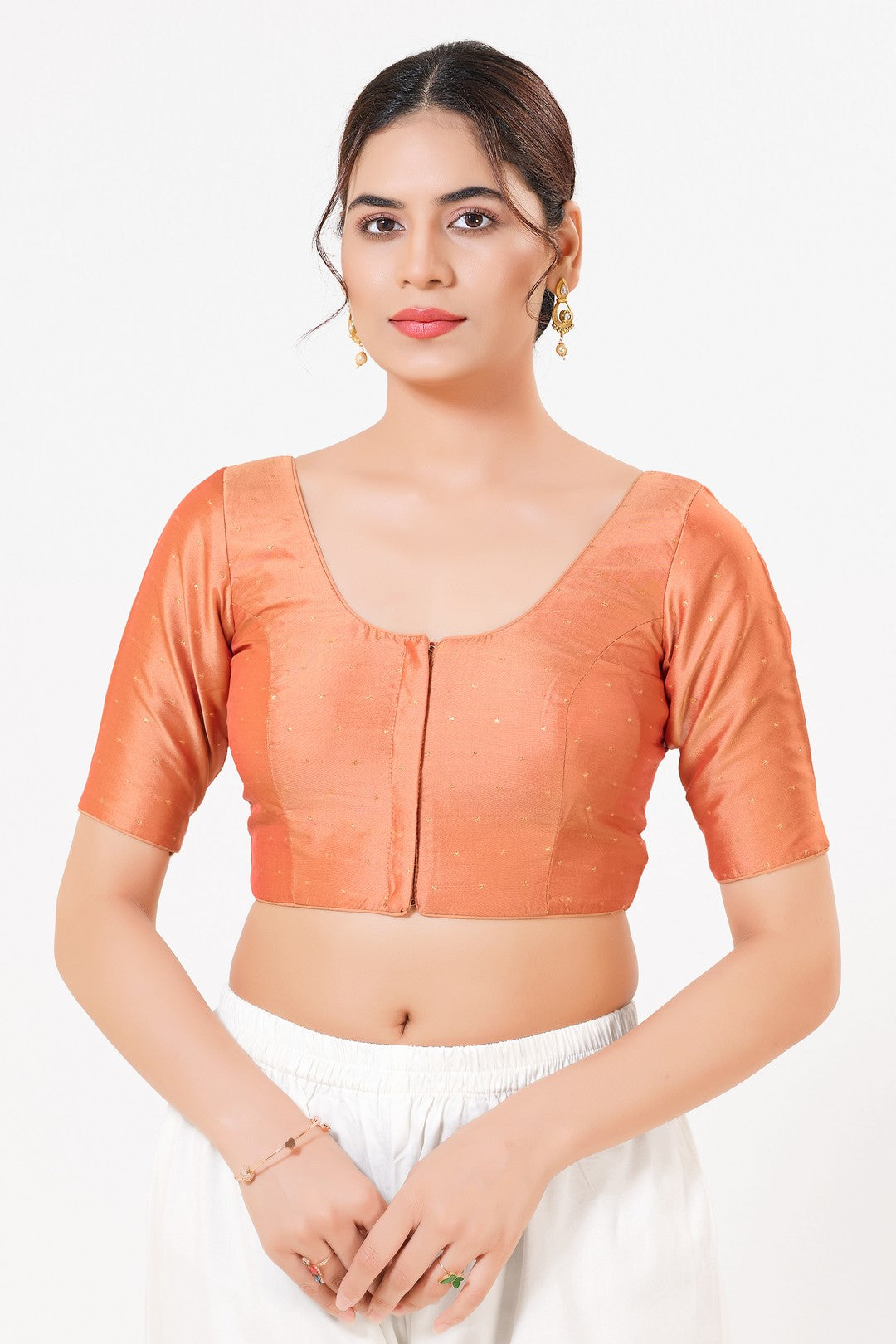 Vamas Tafetta Silk Zari Butti Round Neck Festive Blouse