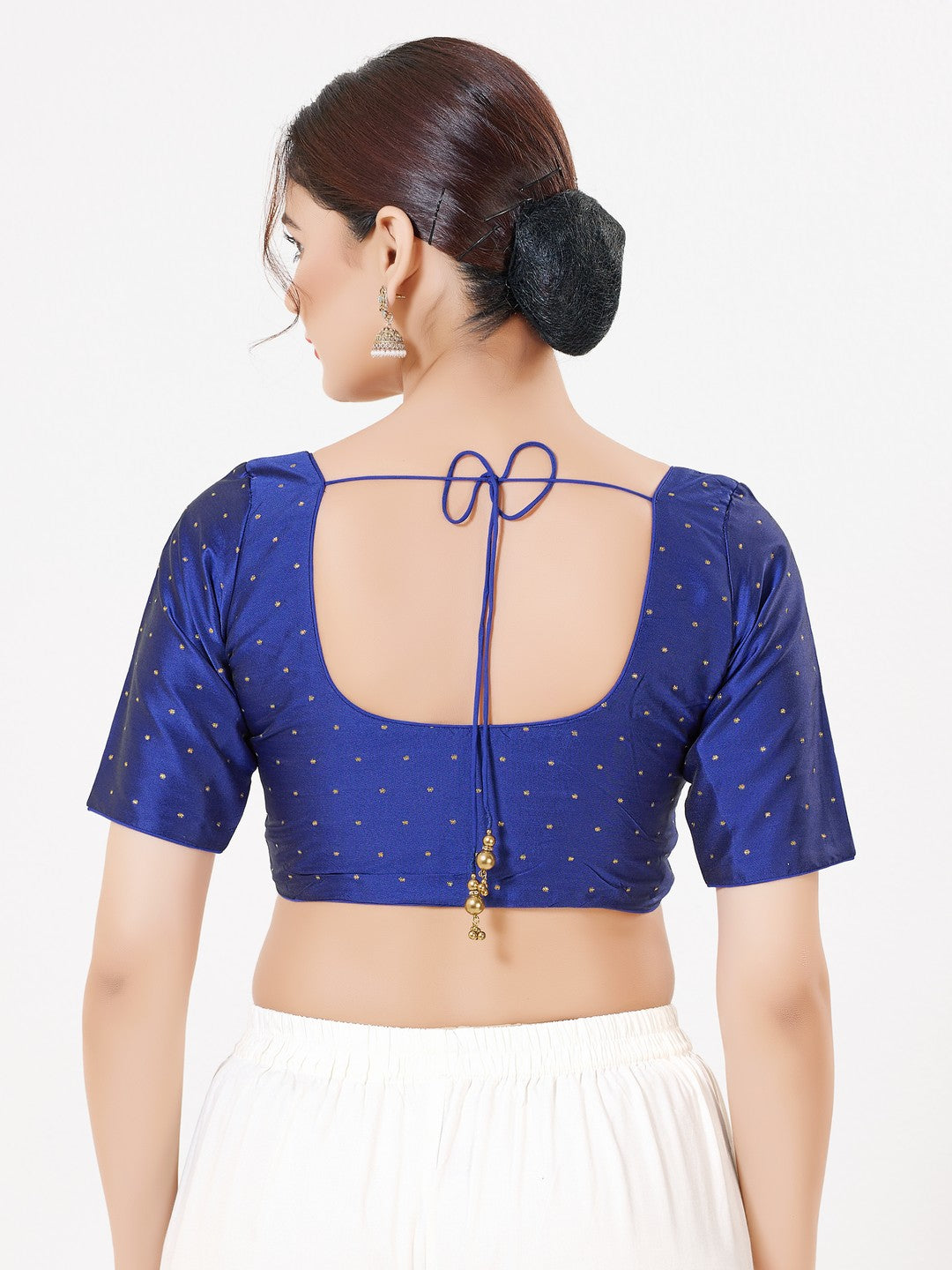 Vamas Tafetta Silk Zari Butti Round Neck Festive Blouse