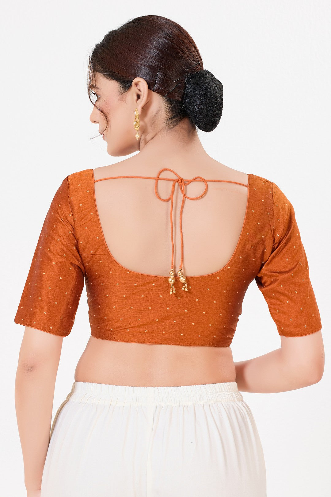 Vamas Tafetta Silk Zari Butti Round Neck Festive Blouse