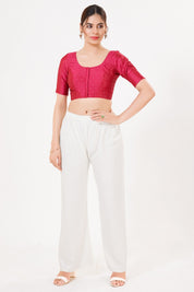 Vamas Tafetta Silk Zari Butti Round Neck Festive Blouse