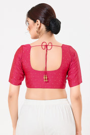 Vamas Tafetta Silk Zari Butti Round Neck Festive Blouse