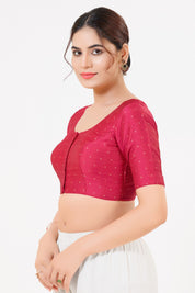 Vamas Tafetta Silk Zari Butti Round Neck Festive Blouse