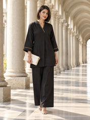 Black Blanket Stitch Co-ord Set in Cotton