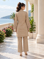 Conjunto coordinado bordado en blanco y negro de muselina