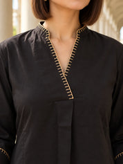 Black Blanket Stitch Co-ord Set in Cotton