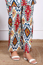 Bold iIkat Print Cotton  Kurta With Pant