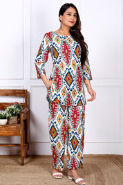 Bold iIkat Print Cotton  Kurta With Pant