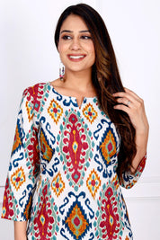 Bold iIkat Print Cotton  Kurta With Pant