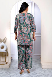 Multi Color Cotton Paisley Printed Kurta With Pant