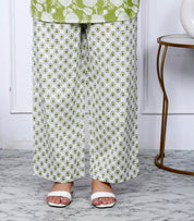 Sage Green Cotton Botanical Printed Kurta With Pant