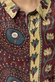 Deep Mustard Crepe Co-ord Set with Mirror Embroidery