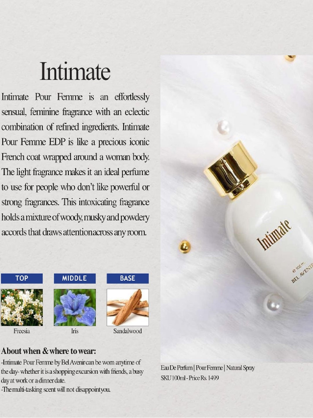 Bel Avenir Intimate Eau de Parfum for Women