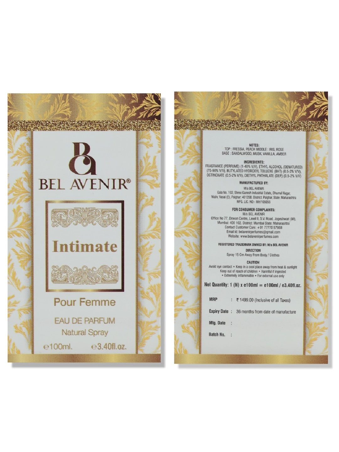 Bel Avenir Intimate Eau de Parfum for Women