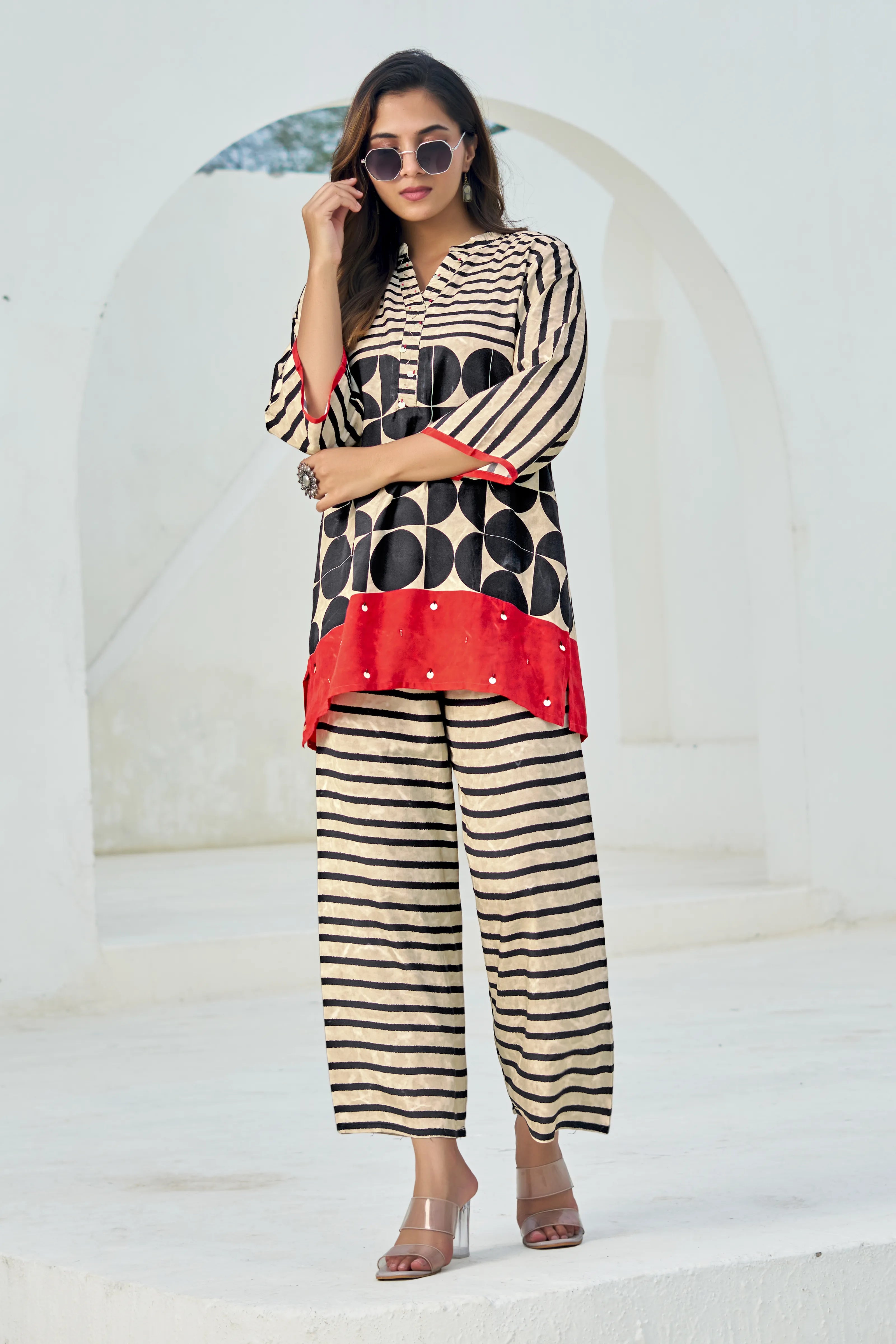 Geometric Print Viscose Muslin Co-ord Set